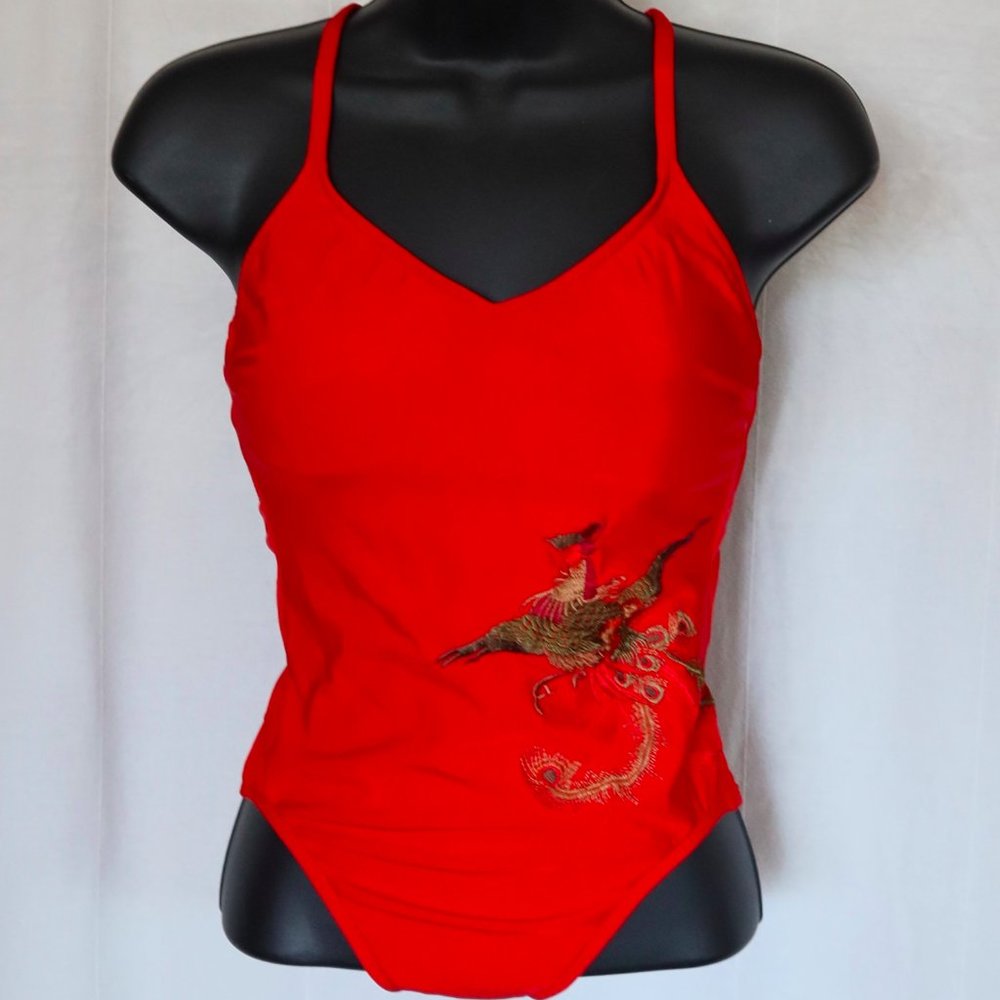 Sexy Red DKNY One-Piece Swimsuit